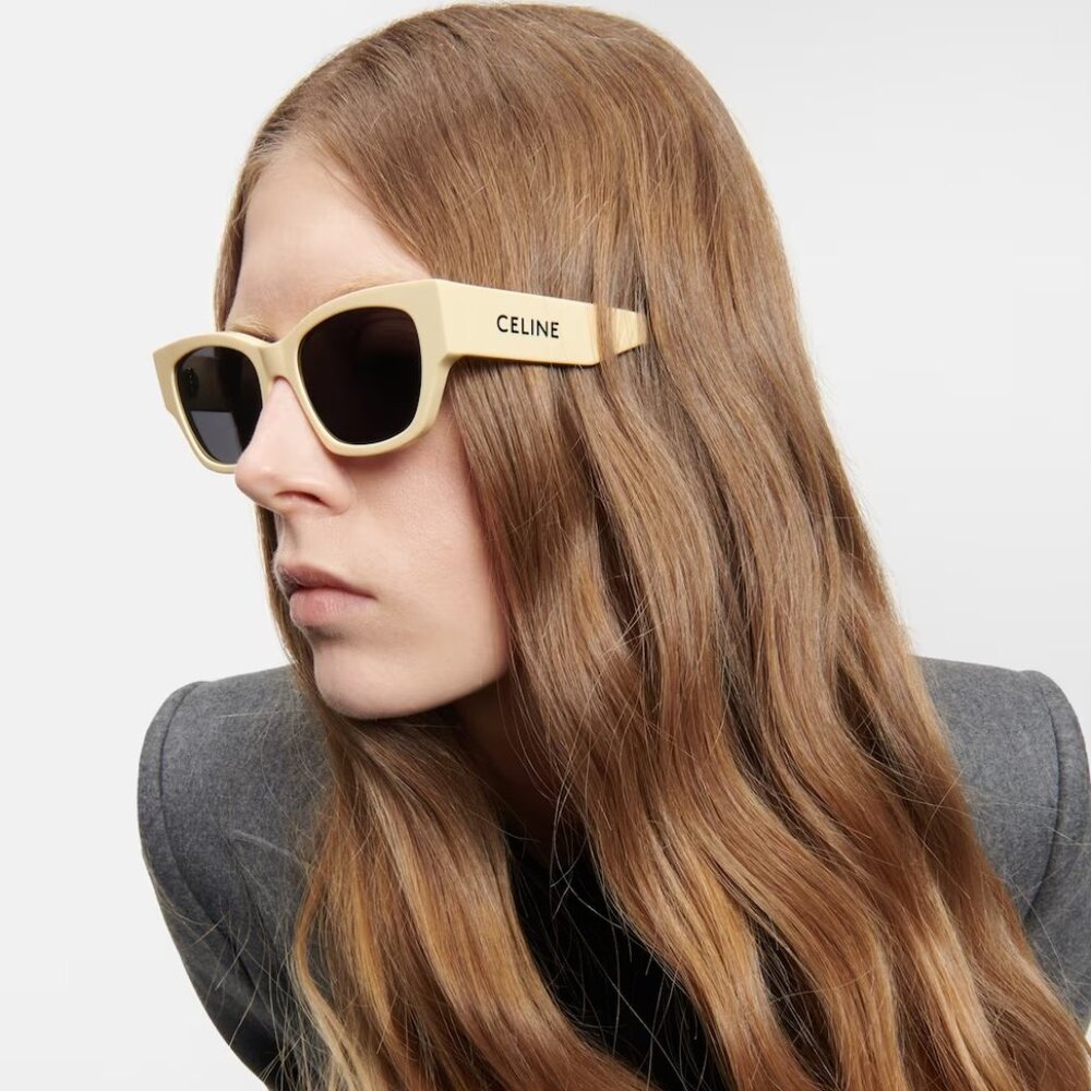 BRAND NEW Celine CL40197U 39A Shiny Light Brown Smoke Geometric Sunglasses - Picture 11 of 11